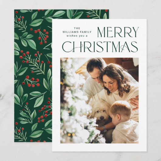 ミニマルエレガントリストMerry Christmas Greeting写真 シーズンカード (正面/裏面)