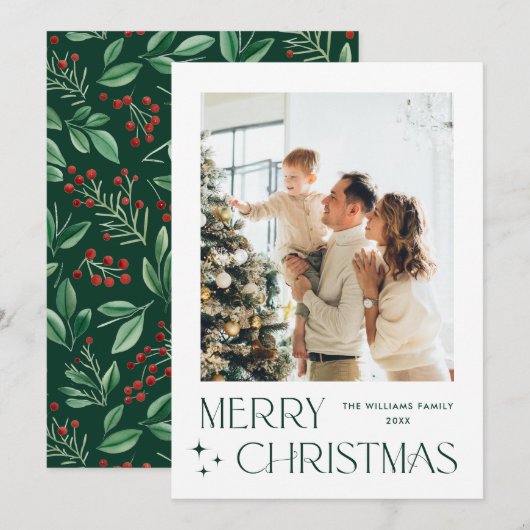 ミニマルエレガントリストMerry Christmas Greeting写真 シーズンカード (正面/裏面)