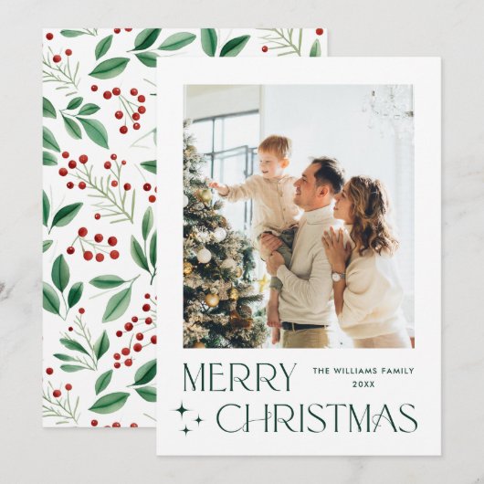 ミニマルエレガントリストMerry Christmas Greeting写真 シーズンカード (正面/裏面)