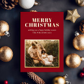 ミニマルエレガントリストMerry Christmas Photo 箔シーズンカード