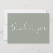 ミニマルエレガントリストSage Greenハートスクリプト サンキューカード (正面)