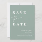ミニマルエレガントリストSage Green Photo日付を保存 招待状 (正面)