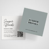 ミニマルエレガントリストSage Green QRコード スクエア名刺