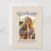 ミニマルエレガントレトロ赤面写真卒業 案内状 (正面)