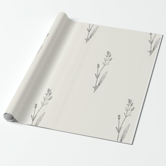 ミニマルエレガントヴィンテージフローラ ラッピングペーパー (アンロールド)