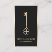 ミニマルエレガント不動産仲介業者写真モーゲージ鍵ブラック 名刺 (正面)