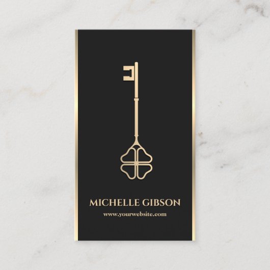 ミニマルエレガント不動産仲介業者写真モーゲージ鍵ブラック 名刺 (正面)