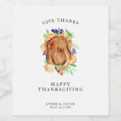 ミニマルエレガント与え感謝祭ディナ感謝していー ワインラベル (シングルラベル)