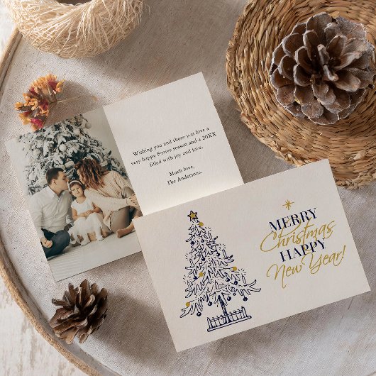 ミニマルエレガント主義のメリークリスマスツリー写真 シーズンカード