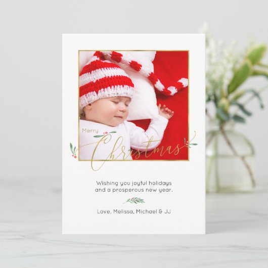 ミニマルエレガント主義のメリークリスマスフォト シーズンカード (スタンド正面)