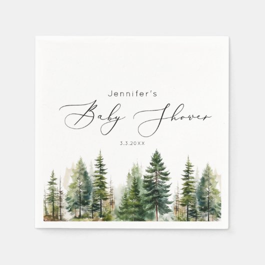 ミニマルエレガント主義の森の素朴な赤ちゃんシャワー スタンダードカクテルナプキン (正面)