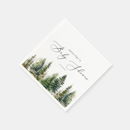 ミニマルエレガント主義の森の素朴な赤ちゃんシャワー スタンダードカクテルナプキン (角)