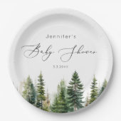 ミニマルエレガント主義の森の素朴な赤ちゃんシャワー ペーパープレート (正面)