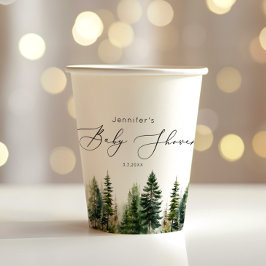 ミニマルエレガント主義の森の素朴な赤ちゃんシャワー 紙コップ