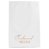 ミニマルエレガント主義の白の花嫁メイドの好意 ミディアムペーパーバッグ (正面)