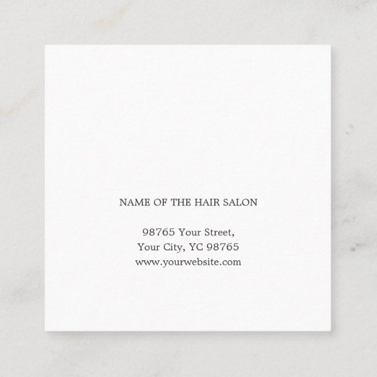 ミニマルエレガント主義の白髪の美容師 スクエア名刺 (裏面)