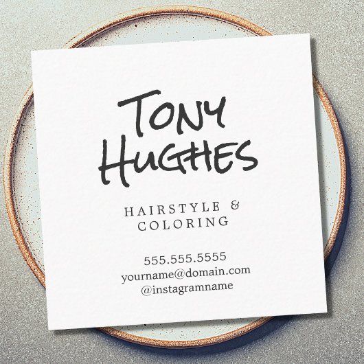 ミニマルエレガント主義の白髪の美容師 スクエア名刺