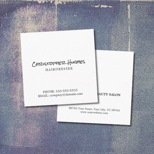 ミニマルエレガント主義の白髪の美容師 スクエア名刺