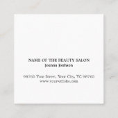 ミニマルエレガント主義の白髪の美容師 スクエア名刺 (裏面)