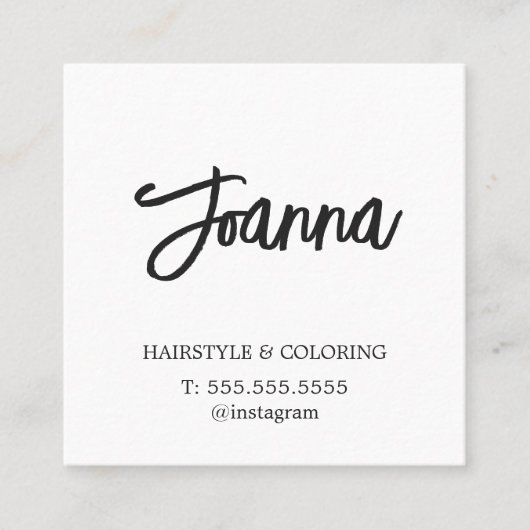 ミニマルエレガント主義の白髪の美容師 スクエア名刺 (正面)