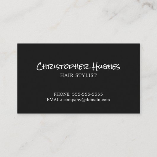 ミニマルエレガント主義の白黒の美容師 名刺 (正面)