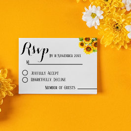ミニマルエレガント主義の素朴なヒマワリ結婚式Rsvp 出欠カード