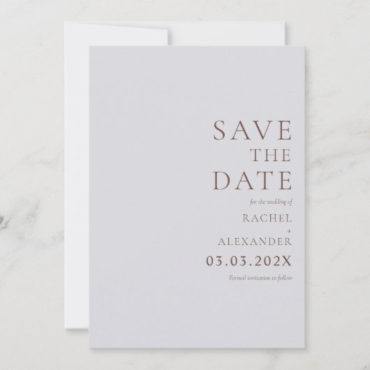 ミニマルエレガント主義ダークオリーブグリーン日付を保存 セーブザデート (正面)