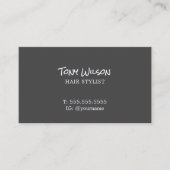 ミニマルエレガント主義ダークグレー白美容師 名刺 (正面)