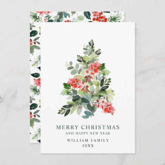 ミニマルエレガント主義パインツリークリスマスグリーティングホ シーズンカード (正面/裏面)