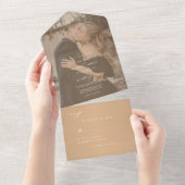 ミニマルエレガント主義フォトオーバーレイ結婚ズ オールインワン招待状 (貼ってはがせる)