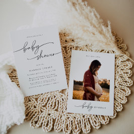 ミニマルエレガント主義フォトベビーシャワー 招待状