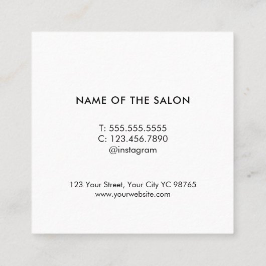 ミニマルエレガント主義プルバラはさみヘアスタイリスト スクエア名刺 (裏面)
