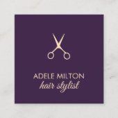 ミニマルエレガント主義プルバラはさみヘアスタイリスト スクエア名刺 (正面)