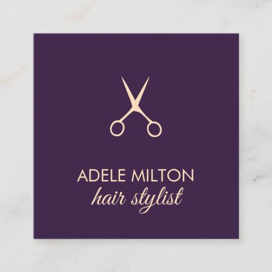 ミニマルエレガント主義プルバラはさみヘアスタイリスト スクエア名刺 (正面)