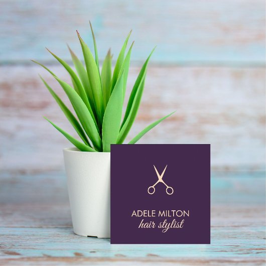 ミニマルエレガント主義プルバラはさみヘアスタイリスト スクエア名刺