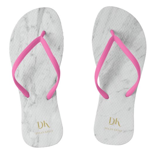 ミニマルエレガント主義ホワイトマーブルモノグラム ビーチサンダル (ソール)