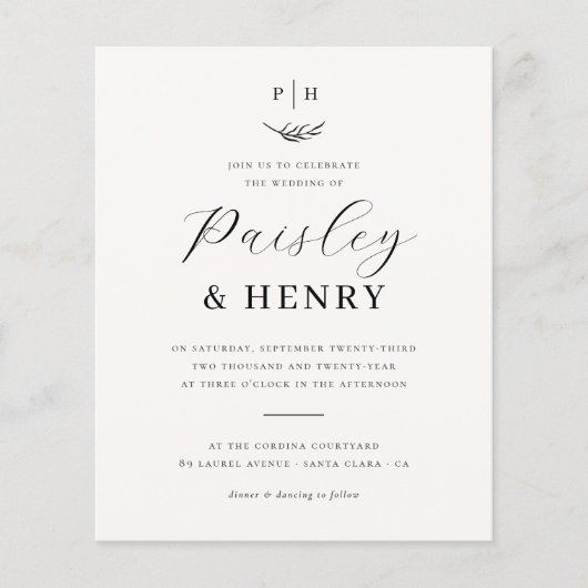 ミニマルエレガント主義モノグラム予算結婚写真 (正面)