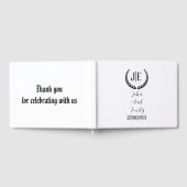 ミニマルエレガント主義モノグラム黒結婚白 ゲストブック (全面)