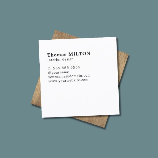 ミニマルエレガント主義木製ホワイトインテリアデザイナー スクエア名刺