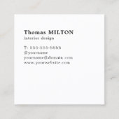 ミニマルエレガント主義木製ホワイトインテリアデザイナー スクエア名刺 (正面)