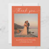 ミニマルエレガント写真ヴェローナサンセット結婚ズ サンキューカード (正面)