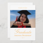 ミニマルエレガント卒業黄色 招待状 (正面/裏面)