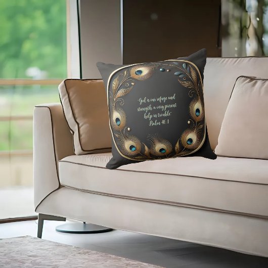 ミニマルエレガント孔雀の羽のカスタマイズ クッション