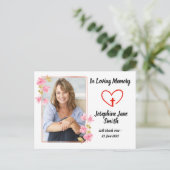 ミニマルエレガント悔やみや弔慰フローラフォト祈りの言葉カード ポストカード (スタンド正面)