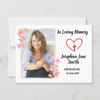 ミニマルエレガント悔やみや弔慰フローラフォト祈りの言葉カード ポストカード