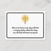 ミニマルエレガント悔やみや弔慰フローラフォト祈りの言葉カード 名刺 (裏面)