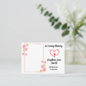 ミニマルエレガント悔やみや弔慰フローラフォト祈りの言葉カード 名刺 (スタンド正面)