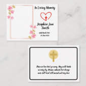 ミニマルエレガント悔やみや弔慰フローラフォト祈りの言葉カード 名刺 (正面/裏面)