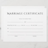 ミニマルエレガント文字婚姻証明書 (正面/裏面)