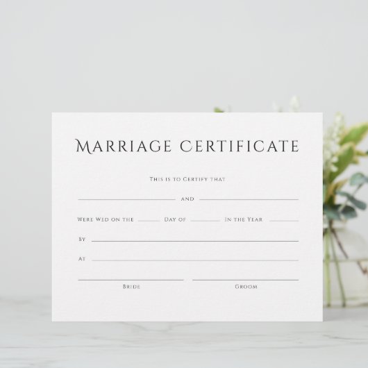 ミニマルエレガント文字婚姻証明書 (スタンド正面)